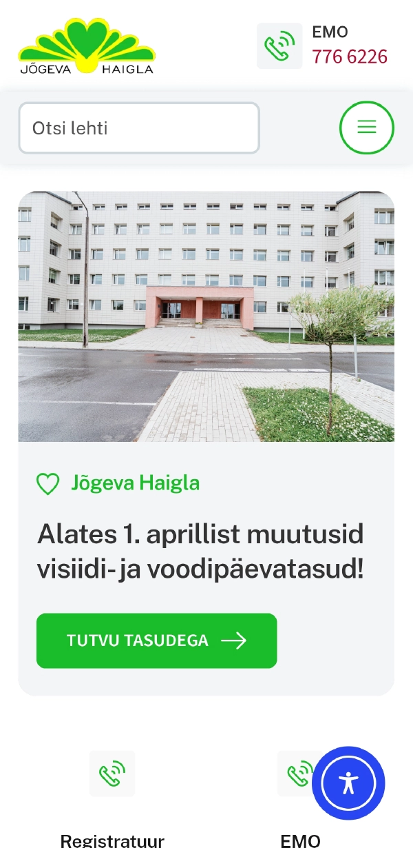 Homepage – mobile